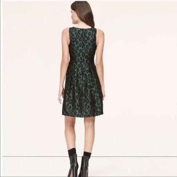 Emerald green black leopard a line cocktail event semi formal dress 2p loft nwt - Picture 9 of 9